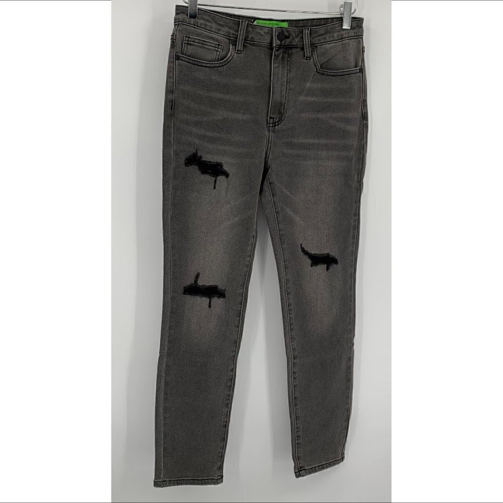 Sandrine Rose distressed black gray skinny jeans destroyed rain women new 29